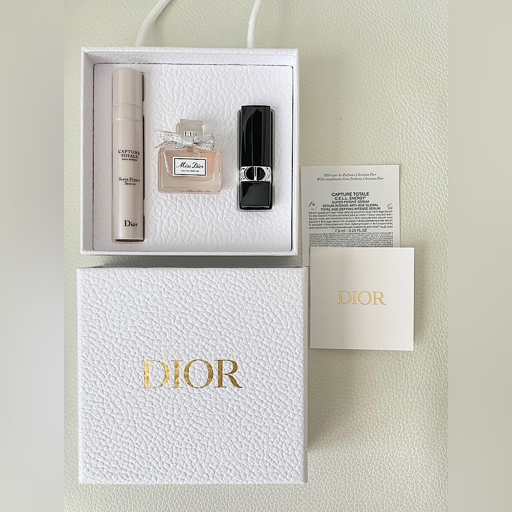 Christian Dior Gift Set, Miss Dior Perfume, 999 Lipstick, Capture Totale Serum